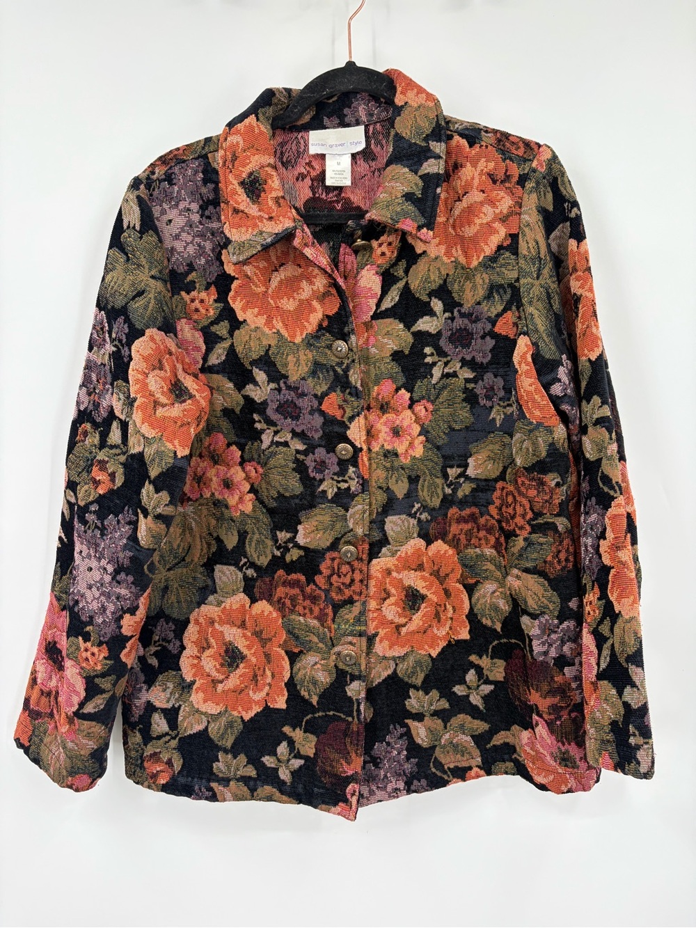 Susan Graver Floral Tapestry Jacket Oversized Medium